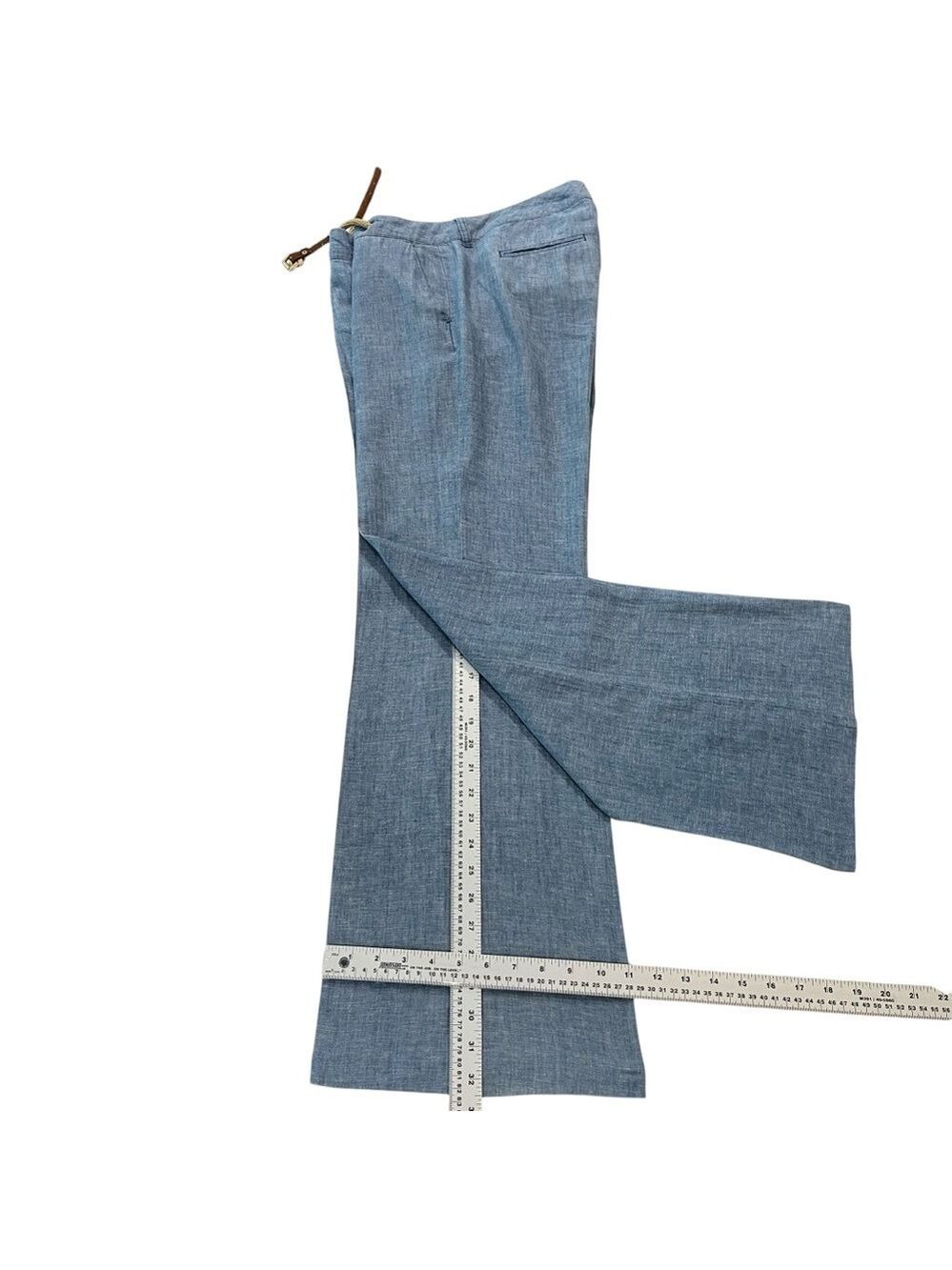 Michael Kors trousers pant wide leg light blue linen &cotton blend lightweight 8 - Picture 13 of 16